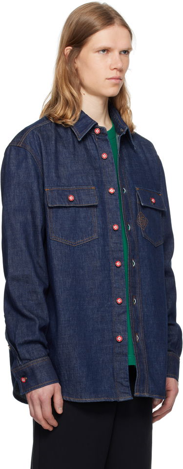Skjorte Casablanca Casablanca Logo Embroidery Denim Shirt Blå | MPF25-SH-189-01, 1