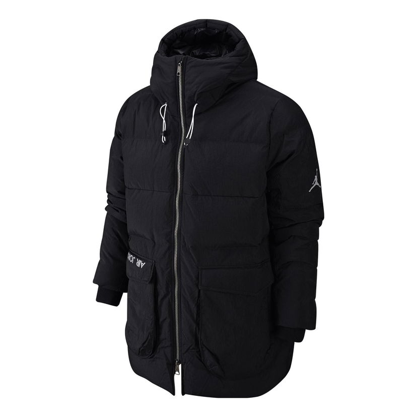 Puffer jakke Jordan Storage Pocket Detail Hooded Down Jacket Sort | DZ4552-010