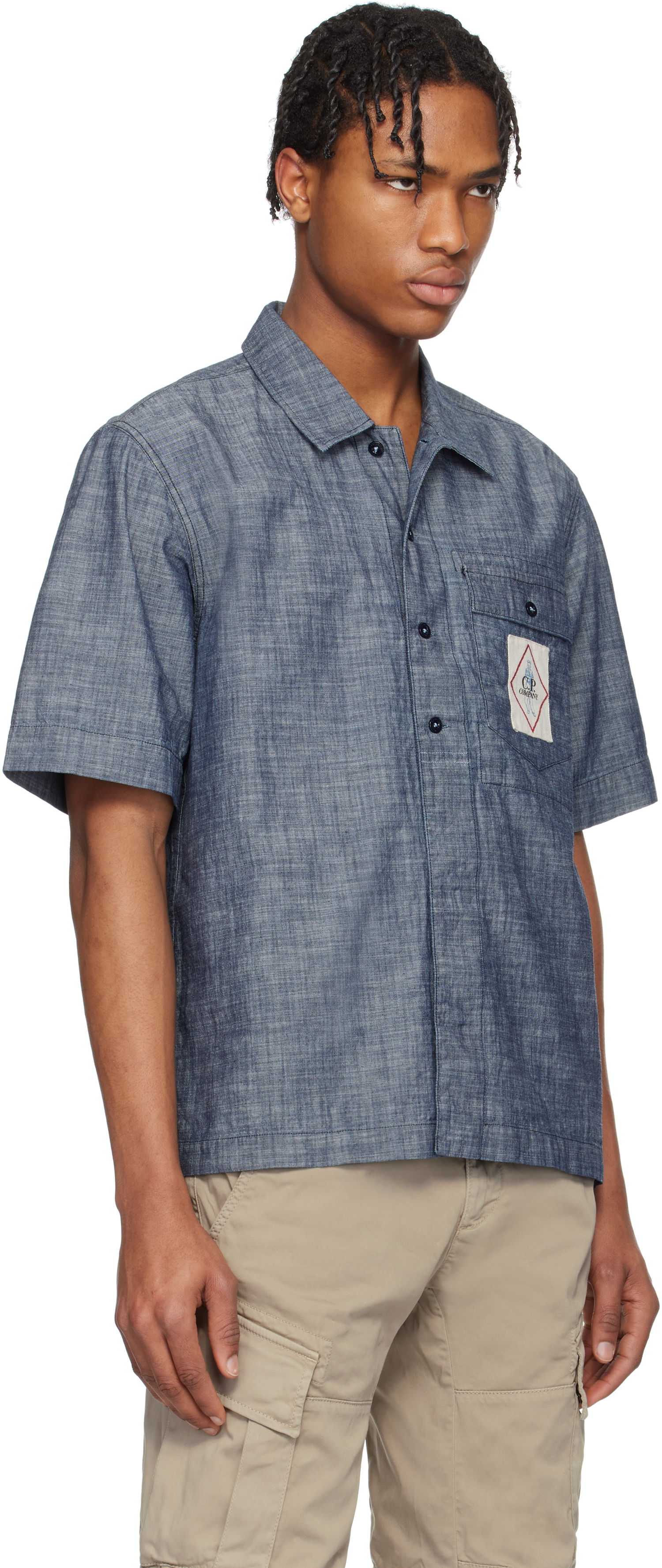 Skjorte C.P. Company C.P. Company Chambray Short Sleeve Shirt Blå | 18CMSH151A-110065W, 1