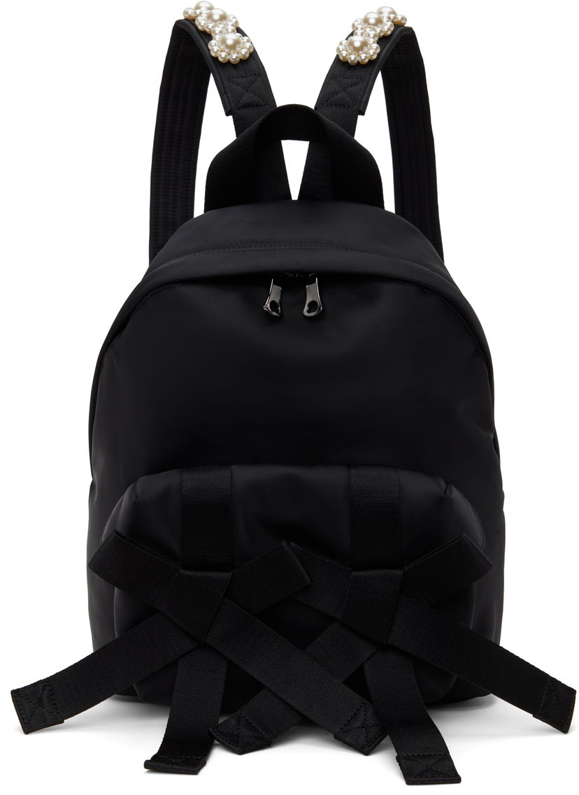Rygsæk Simone Rocha Simone Rocha Beaded Utility Bow Backpack Sort | BAG179TB 0761