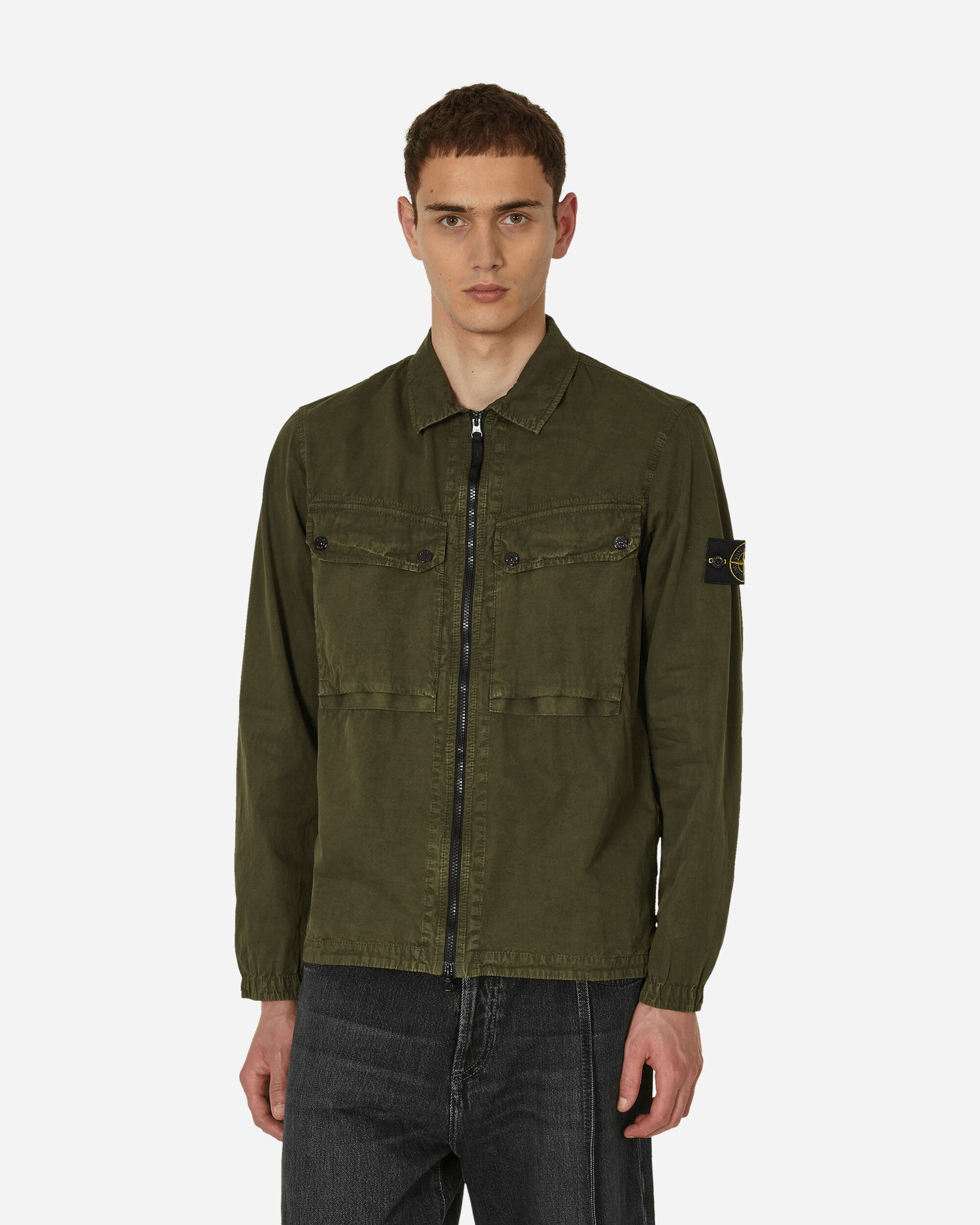 Skjorte Stone Island Garment Dyed Overshirt Olive Grøn | 7915102WN V0158, 0