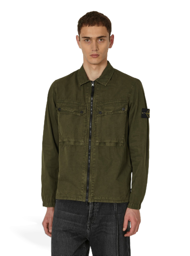 Skjorte Stone Island Garment Dyed Overshirt Olive Grøn | 7915102WN V0158