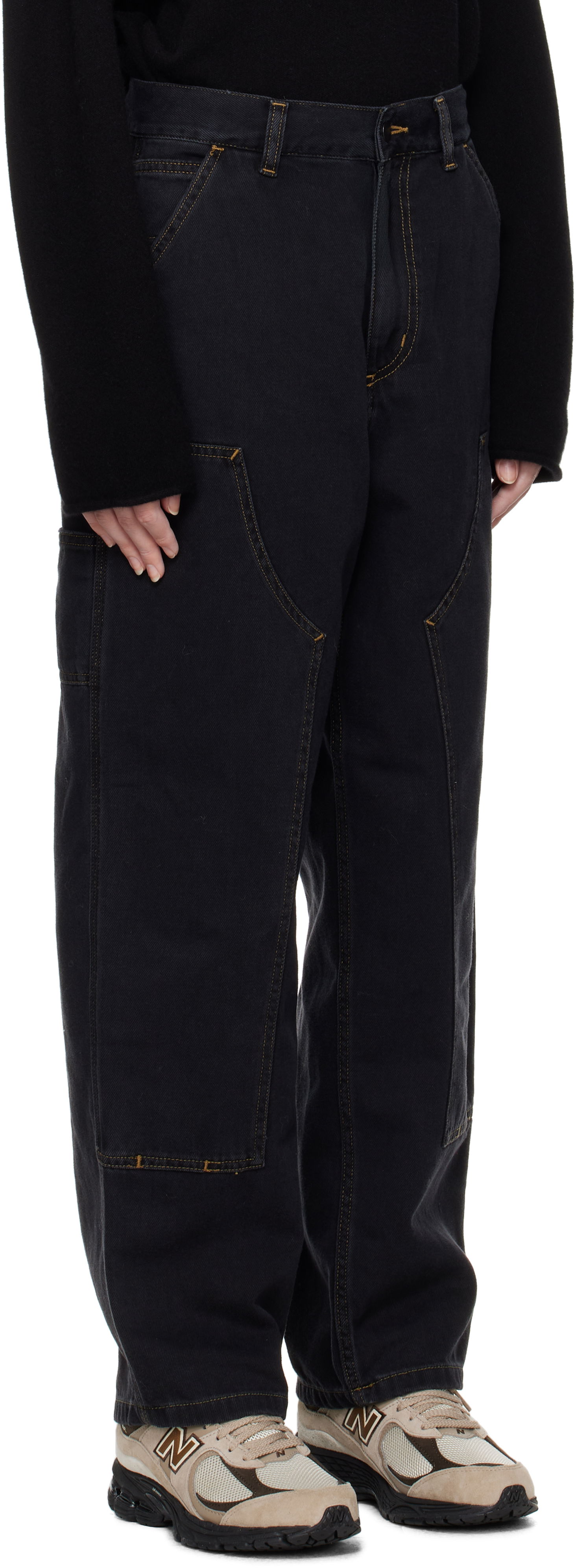 Cargo bukser Carhartt WIP Double Knee Denim Work Pants Sort | I034229 8906, 1