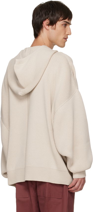 Sweatshirt Rick Owens Ribbed Knit Oversized Concordians Hun Hoodie Beige | RR02E1698 KWVH, 2