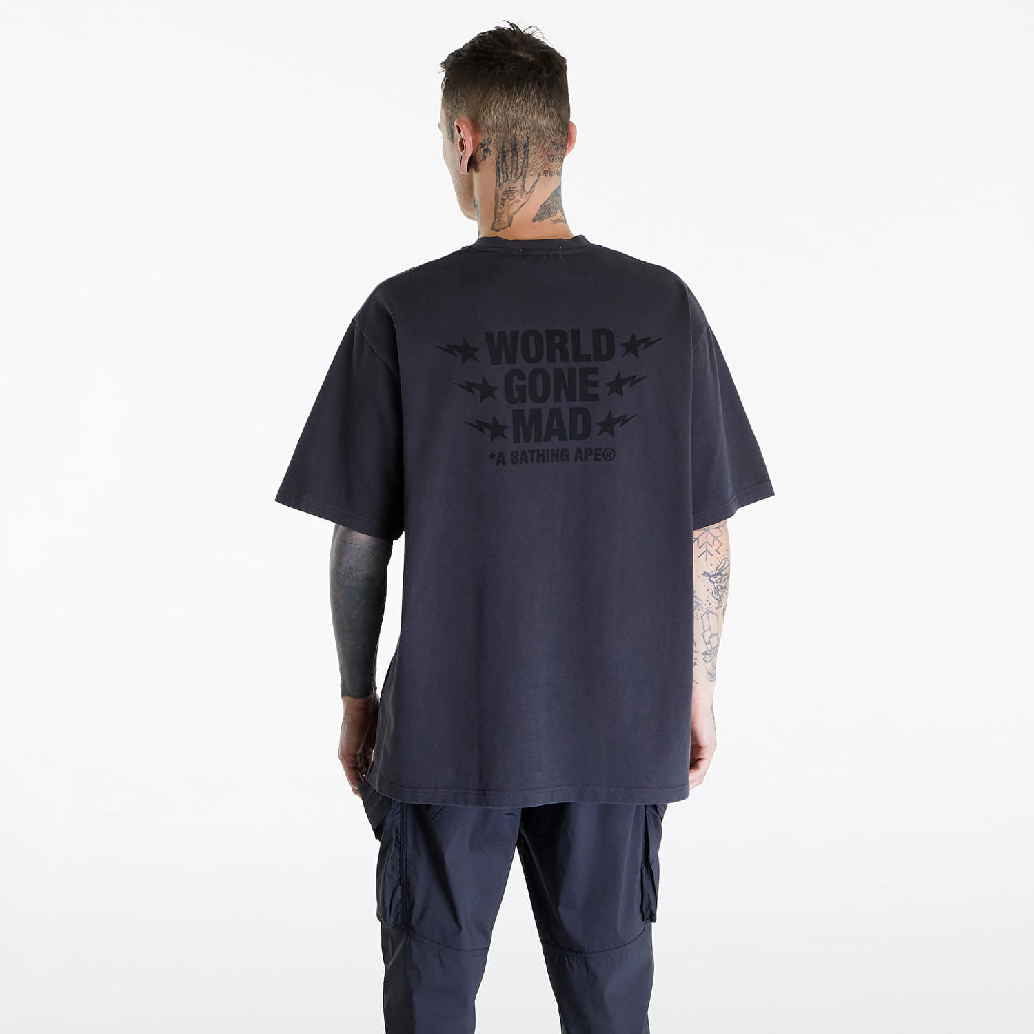 T-shirt BAPE A BATHING APE World Gone Mad Garment Dyed Tee Black Sort | 001CSK301318M BLK, 1