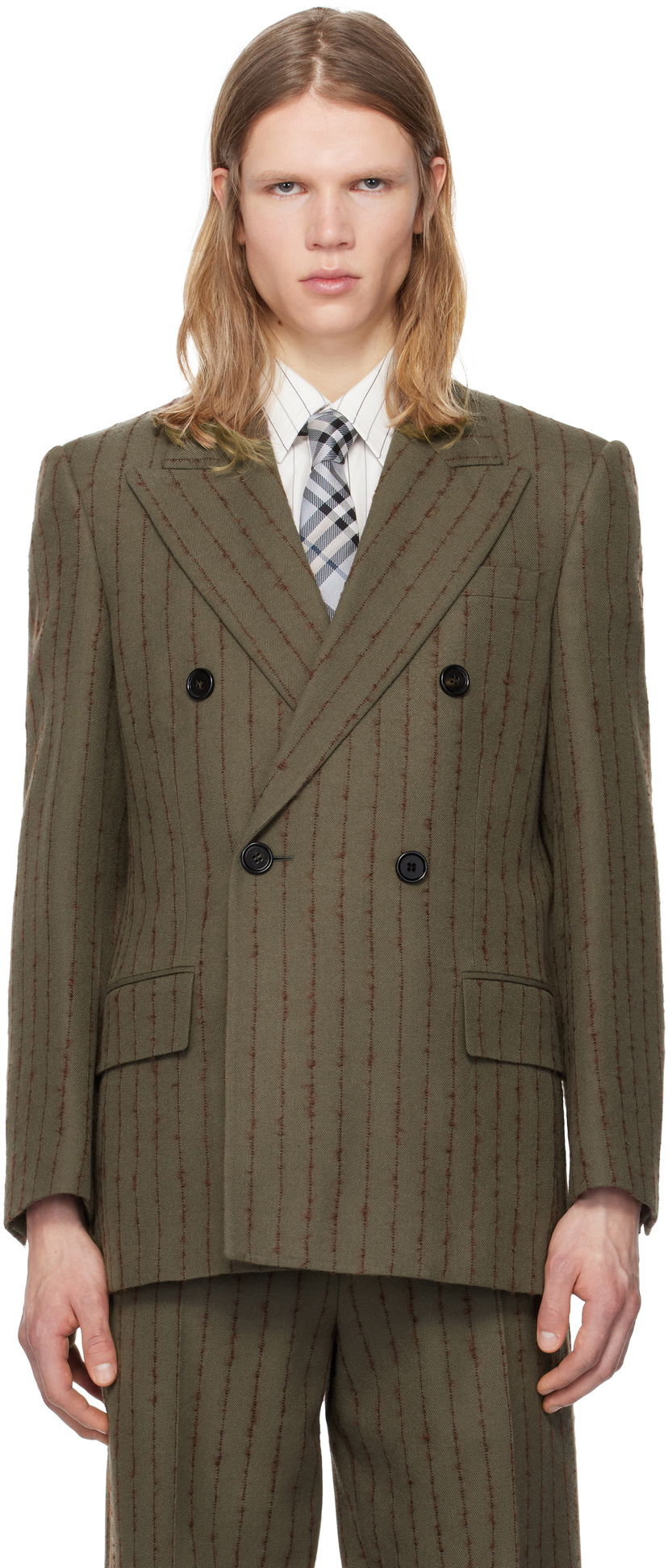 Træningsdragt Burberry Burberry Tailored Double-Breasted Blazer Grøn | 8103522