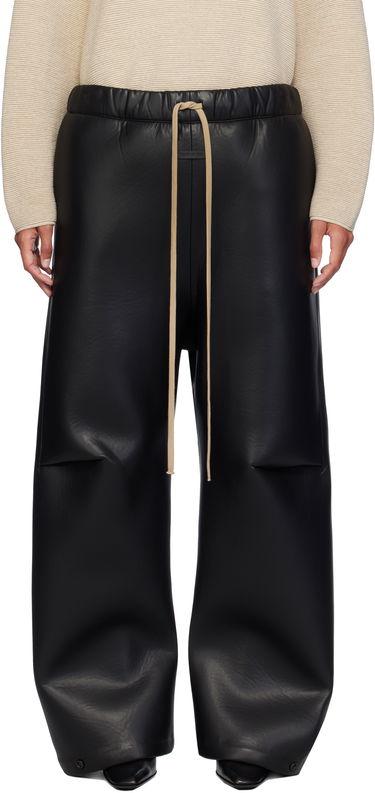 Bukser Fear of God Fear of God Neoprene Knee Pleat Wide Leg Faux-Leather Trousers Sort | FG840-318PCN, 0