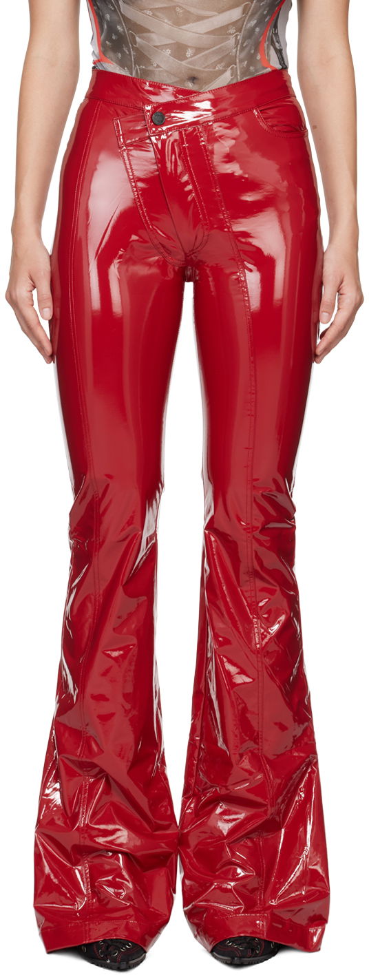 Bukser Ottolinger Ottolinger Simple Line Faux-Leather Flare Pants Rød | 1110107221