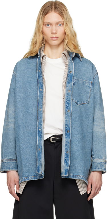 Skjorte AMI AMI Paris Ami de Coeur Denim Overshirt Blå | FJK273.DE0046, 0