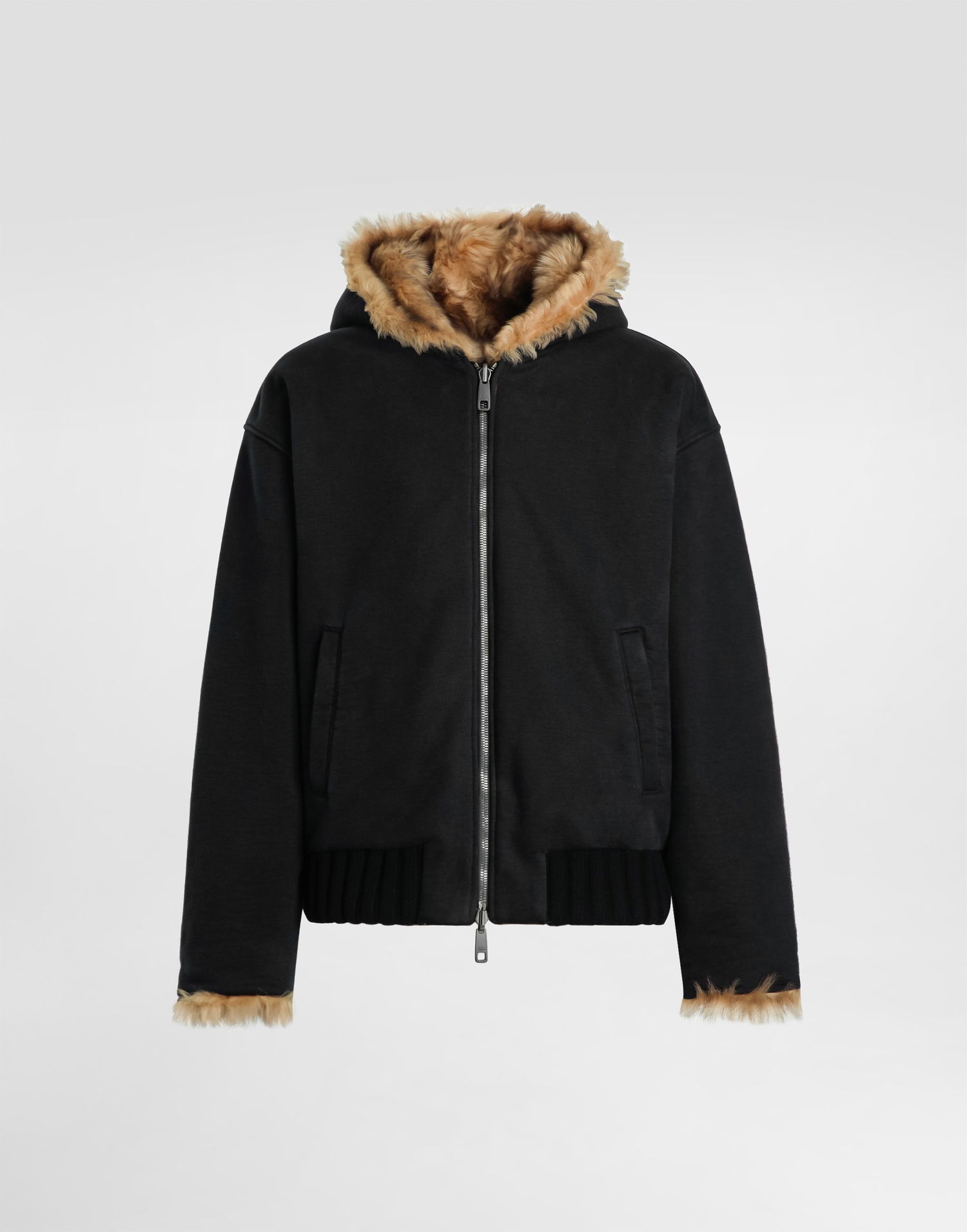 Sweatshirt Dolce & Gabbana Dolce & Gabbana Reversible Fur-Lined Hooded Sweatshirt Sort | G9BTXZG7PLJN0000, 0