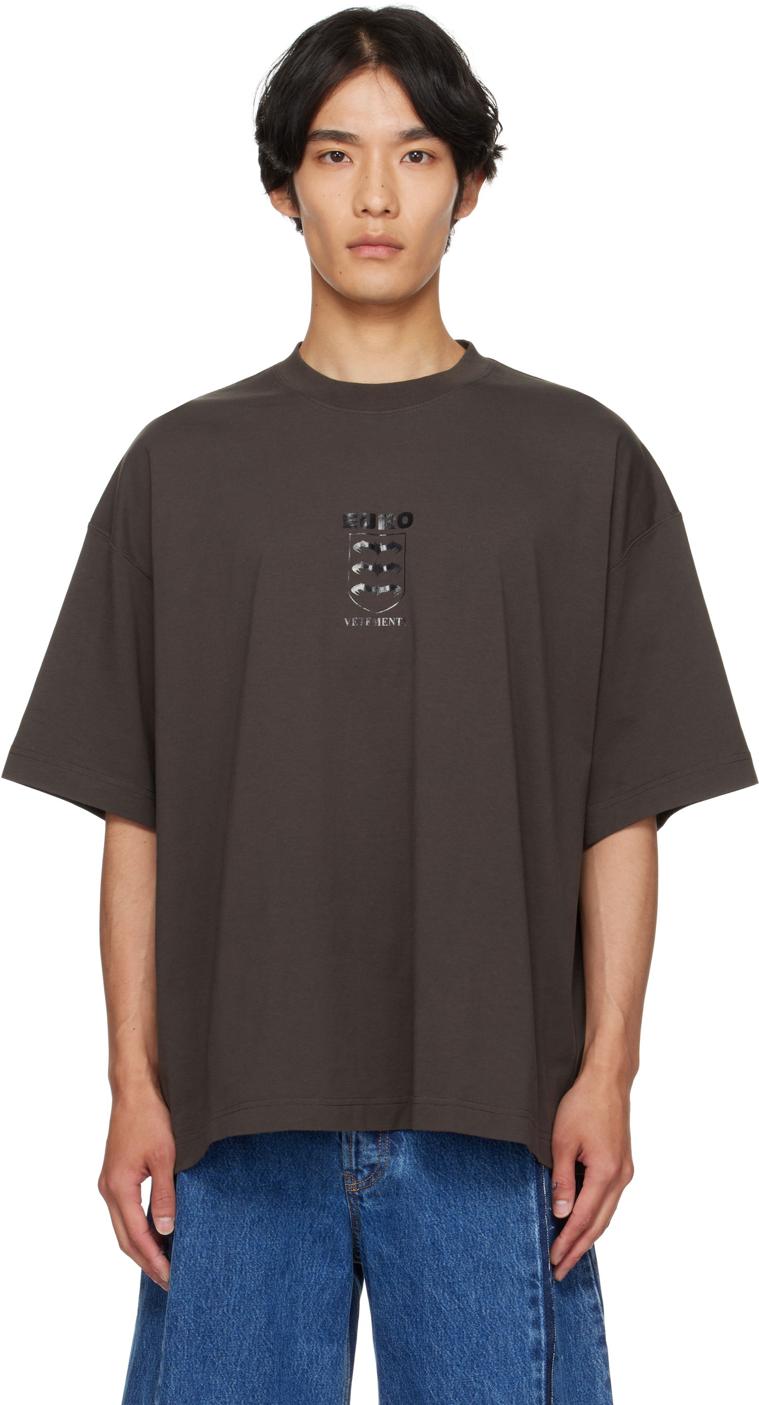 T-shirt VETEMENTS Vetements Bats Logo Regular T-Shirt Brun | UH76TR650C, 0