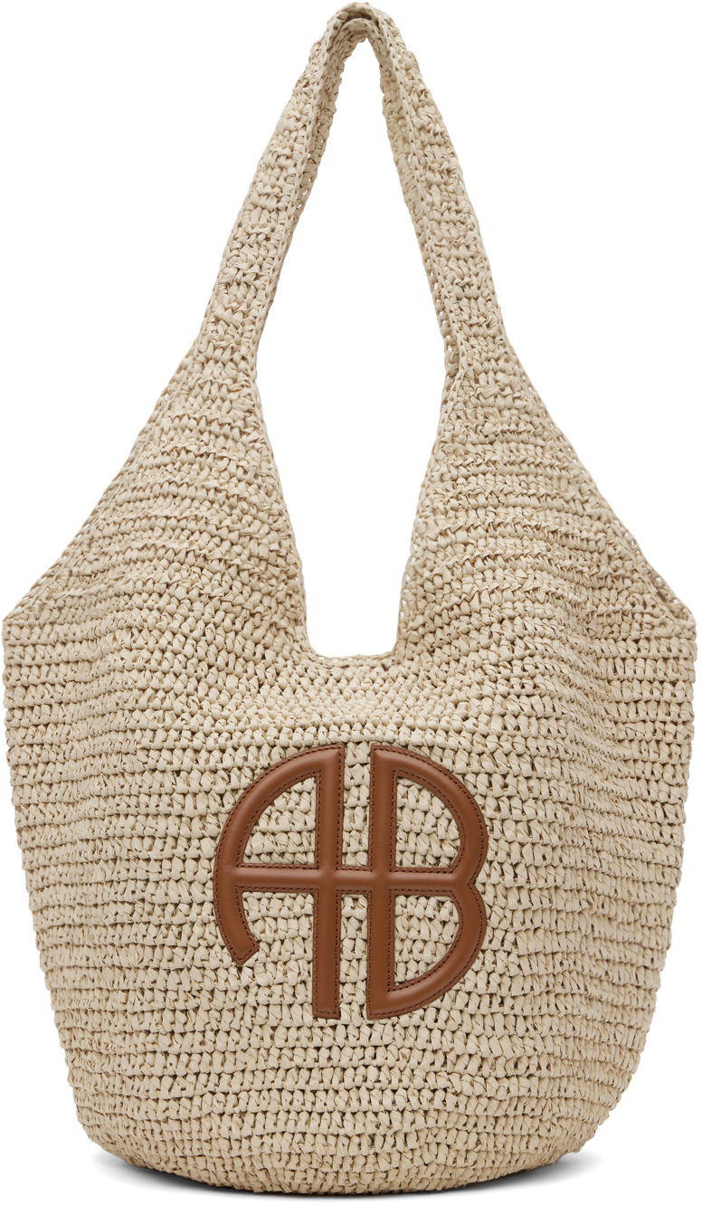 Mulepose Anine Bing Large Leah Crochet Tote Bag Beige | A-13-0221-NAT1