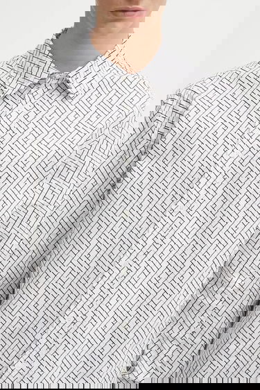 Skjorte KENZO Weave Relaxed Fit Shirt with Classic Collar Hvid | FF65CH4029JD, 3