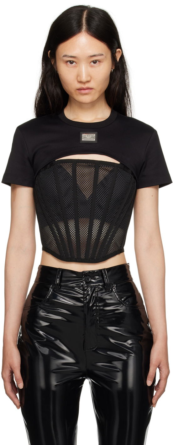 T-shirt Dolce & Gabbana Black Cutout T-Shirt Sort | F8T27T G7G7K