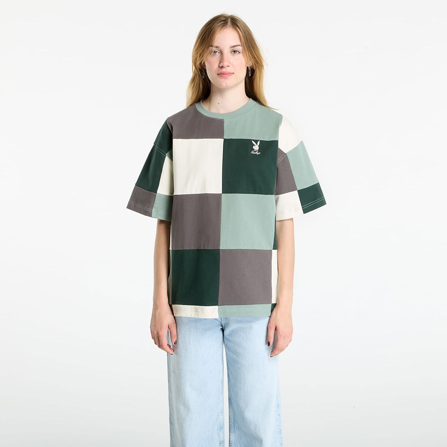 T-shirt Footshop Playboy x FTSHP Patchwork Tee UNISEX Green Grøn | FTSHP_509, 1