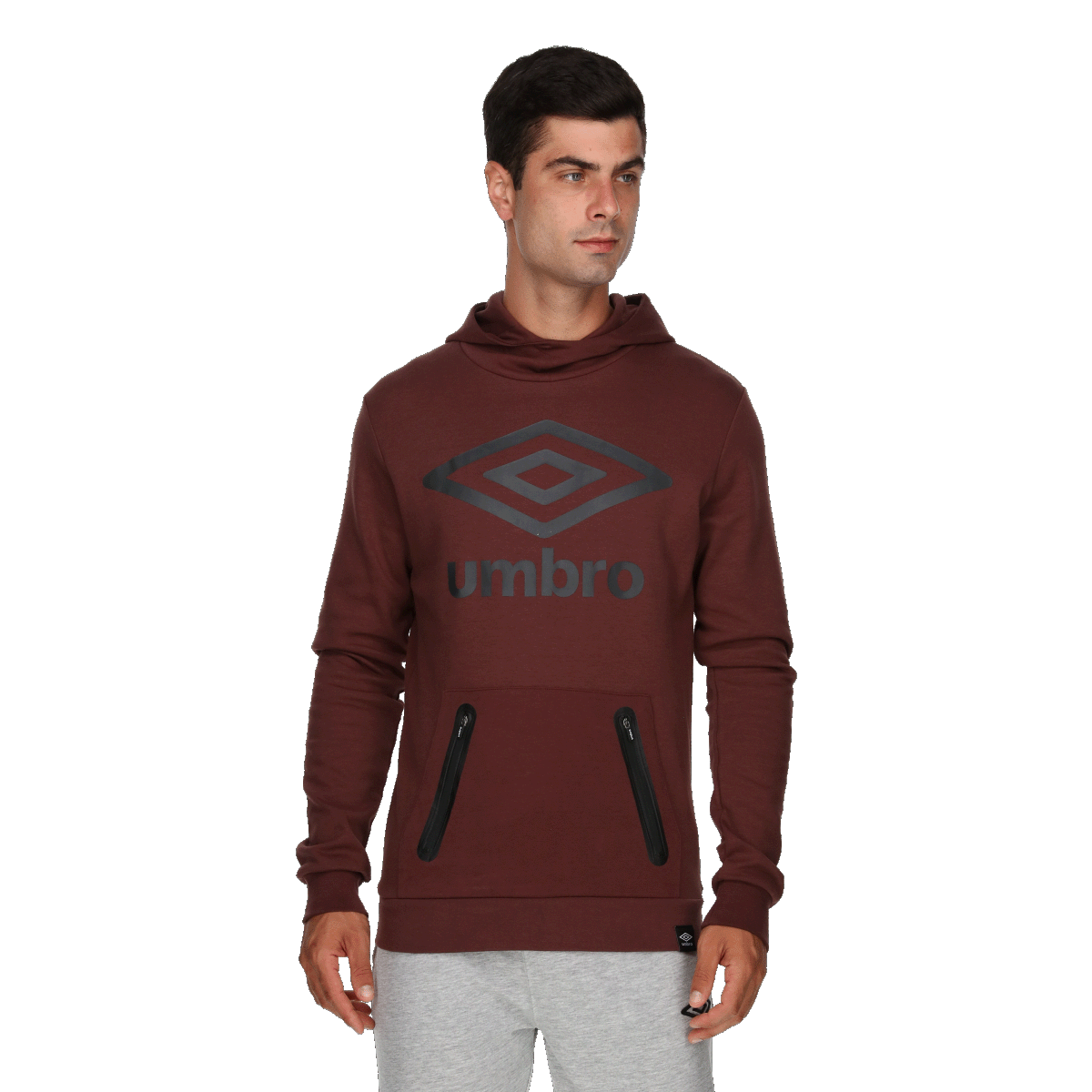 Sweatshirt Umbro Basic Hoodie with Front Logo and Zippered Pockets Bourgogne | UMA243M603-09, 0
