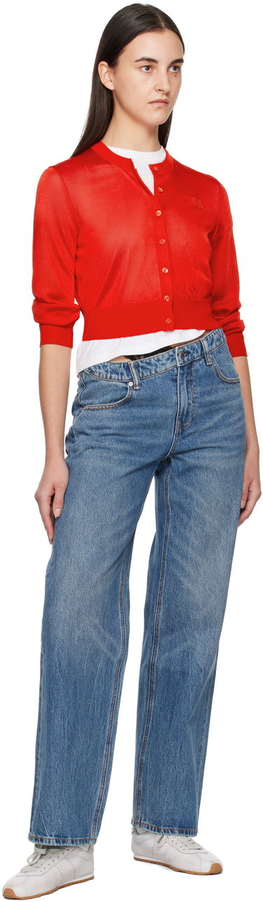 Sweater Alexander Wang Alexanderwang.t Embroidered Cropped Cardigan Blå | 4KC1253070, 3