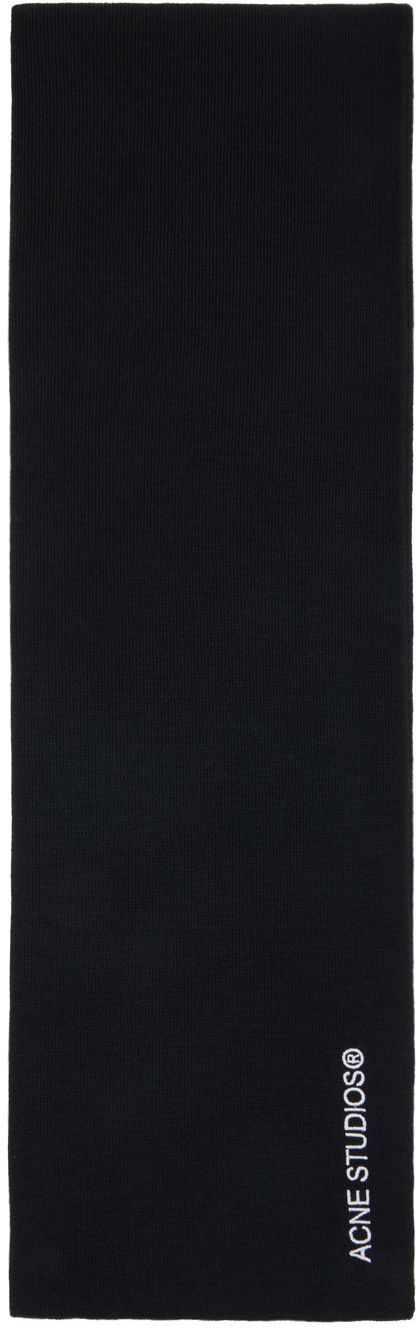 Tørklæde Acne Studios Logo Embroidered Scarf Sort | CA0299-, 0