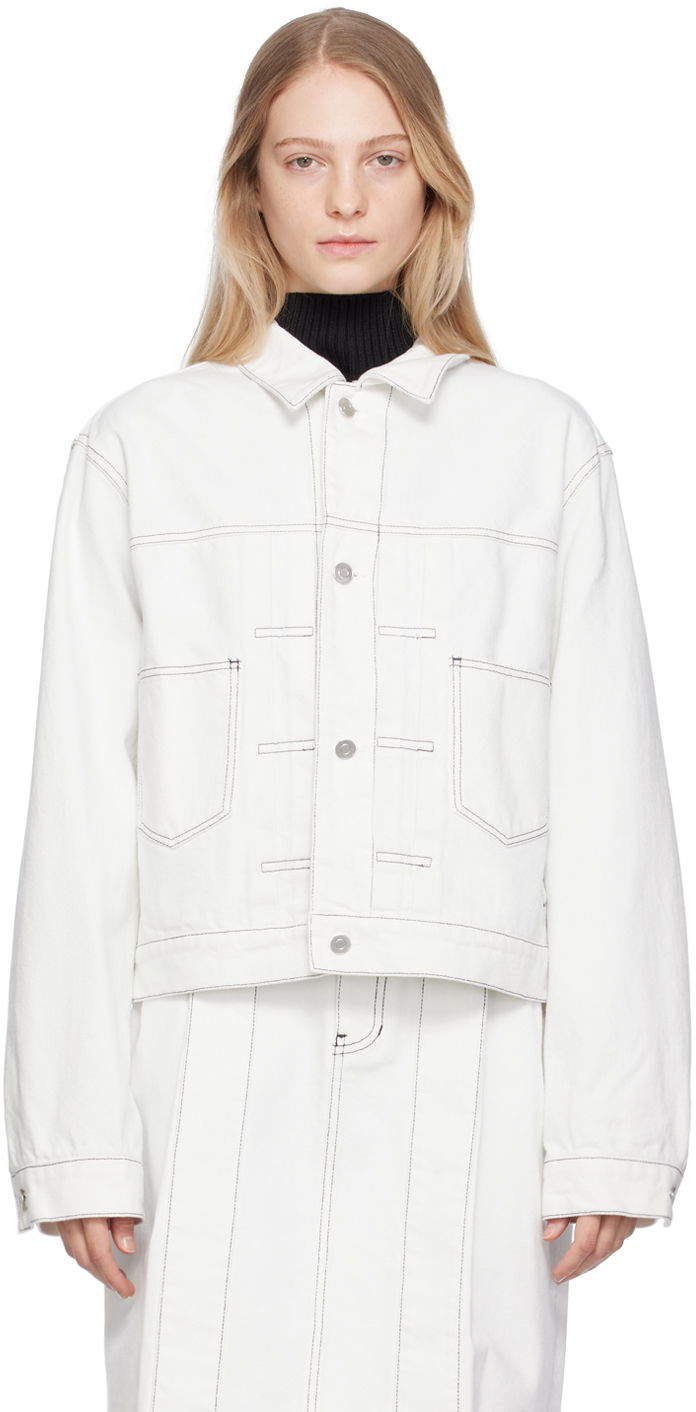 Jakke We11done We11done Tucked Denim Jacket Hvid | WD-DJ3-23-338-M-IC