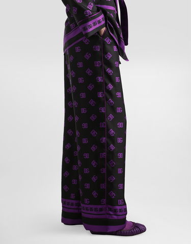 Bukser Dolce & Gabbana Dolce & Gabbana Silk Vanity Pants with DG Logo Print Sort | FTAMPTHI1Z7HN9BP, 3