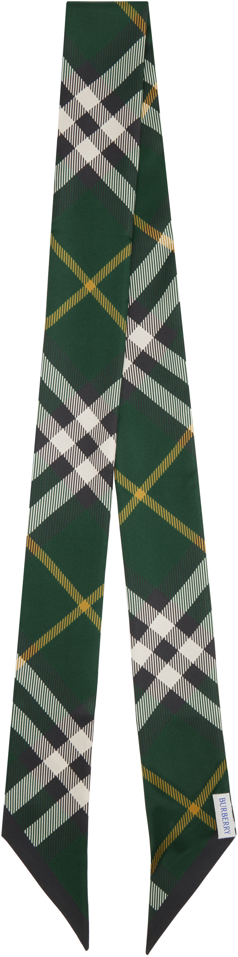 Tørklæde Burberry Skinny Silk Scarf with a Check Pattern Grøn | 8095832, 1