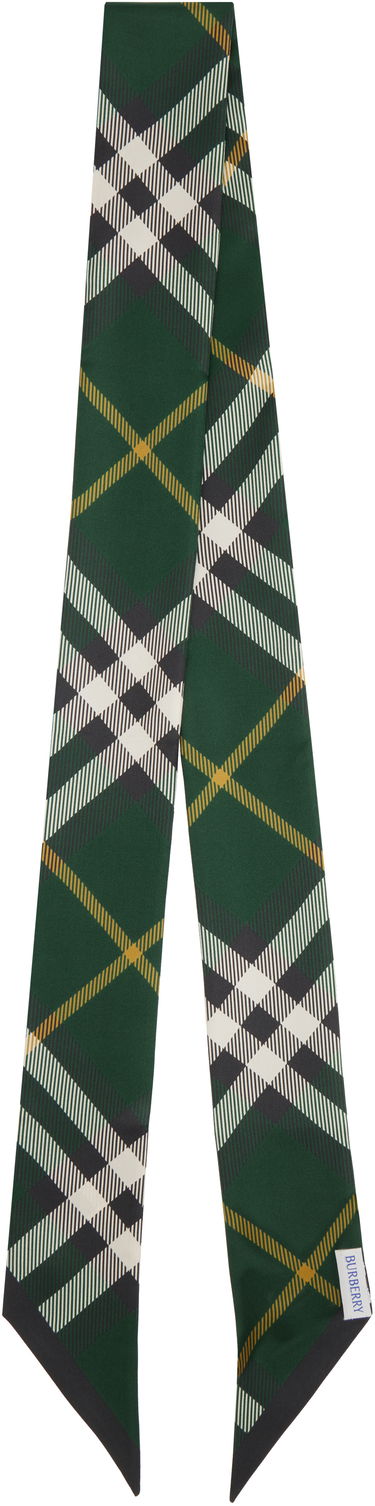 Tørklæde Burberry Skinny Silk Scarf with a Check Pattern Grøn | 8095832, 1