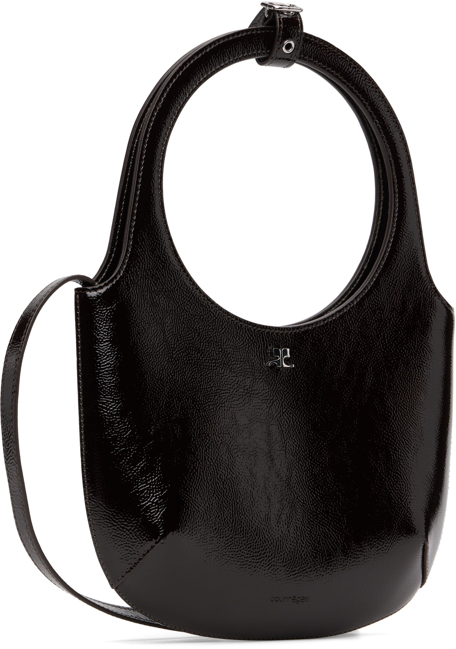 Skuldertaske Courrèges Courrèges Holy Naplack Leather Shoulder Bag Sort | 325GSA102CR0043, 1