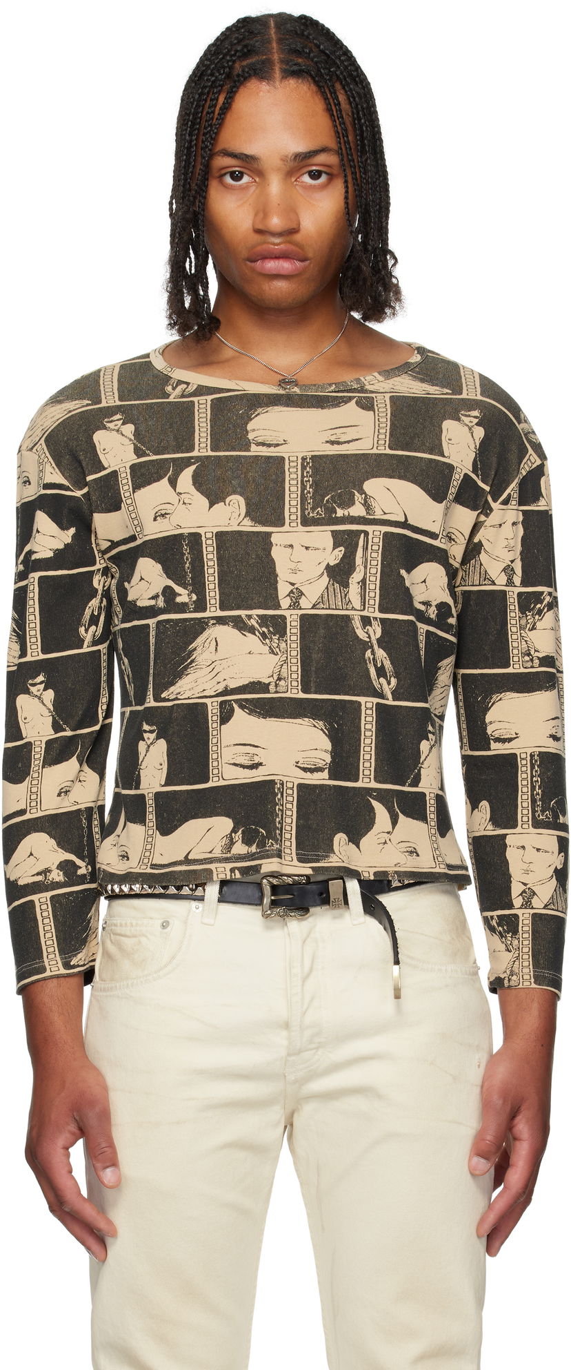 T-shirt Enfants Riches Déprimés Enfants Riches Déprimés Diary Graphic Long Sleeve T-Shirt Beige | 010-847