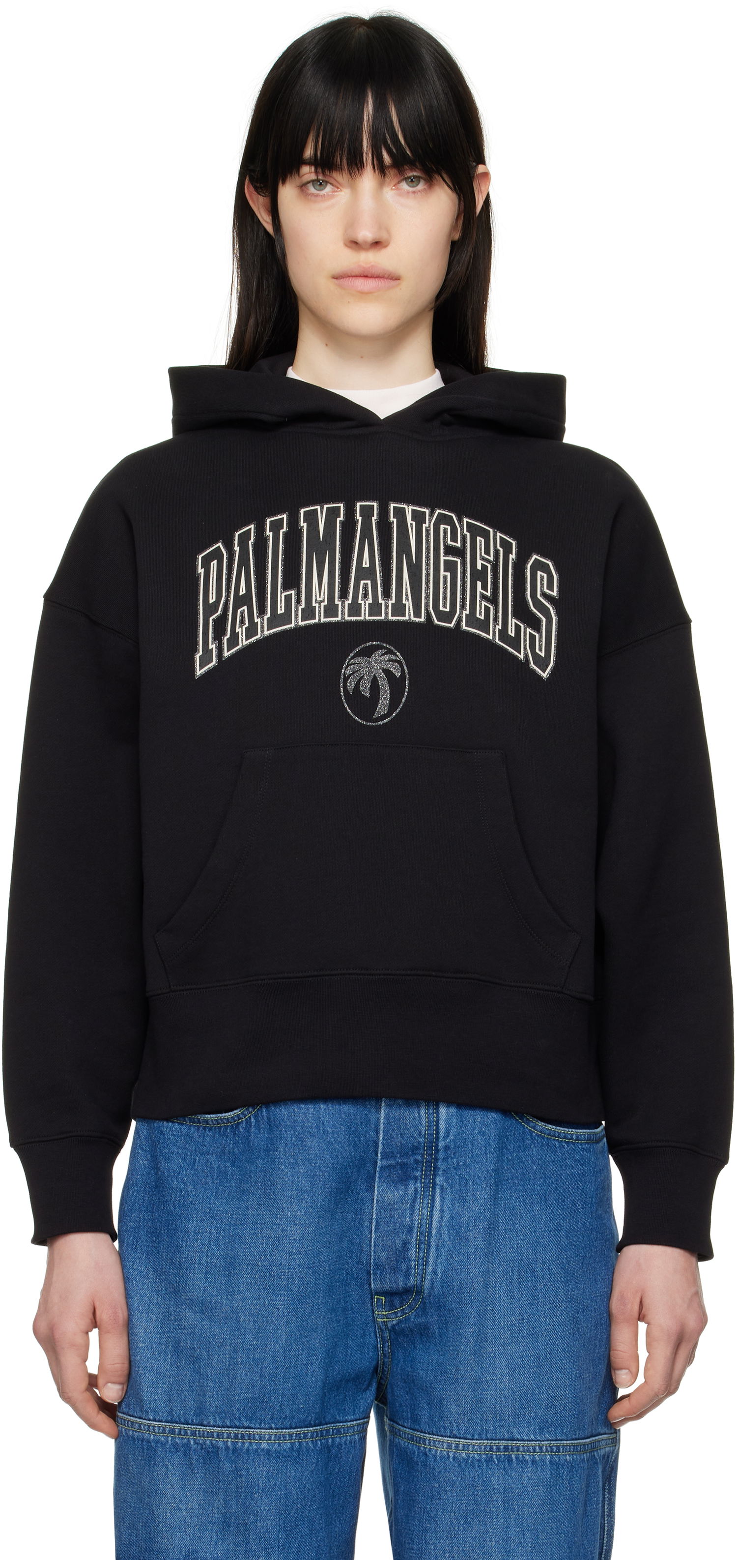 Sweatshirt Palm Angels Palm Angels College Hoodie Sort | PWBB023S25FLE001100B, 0
