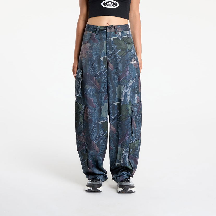 Cargo bukser adidas Originals adidas Originals Leaf Camo Print Satin Cargo Joggers Blå | KE3741