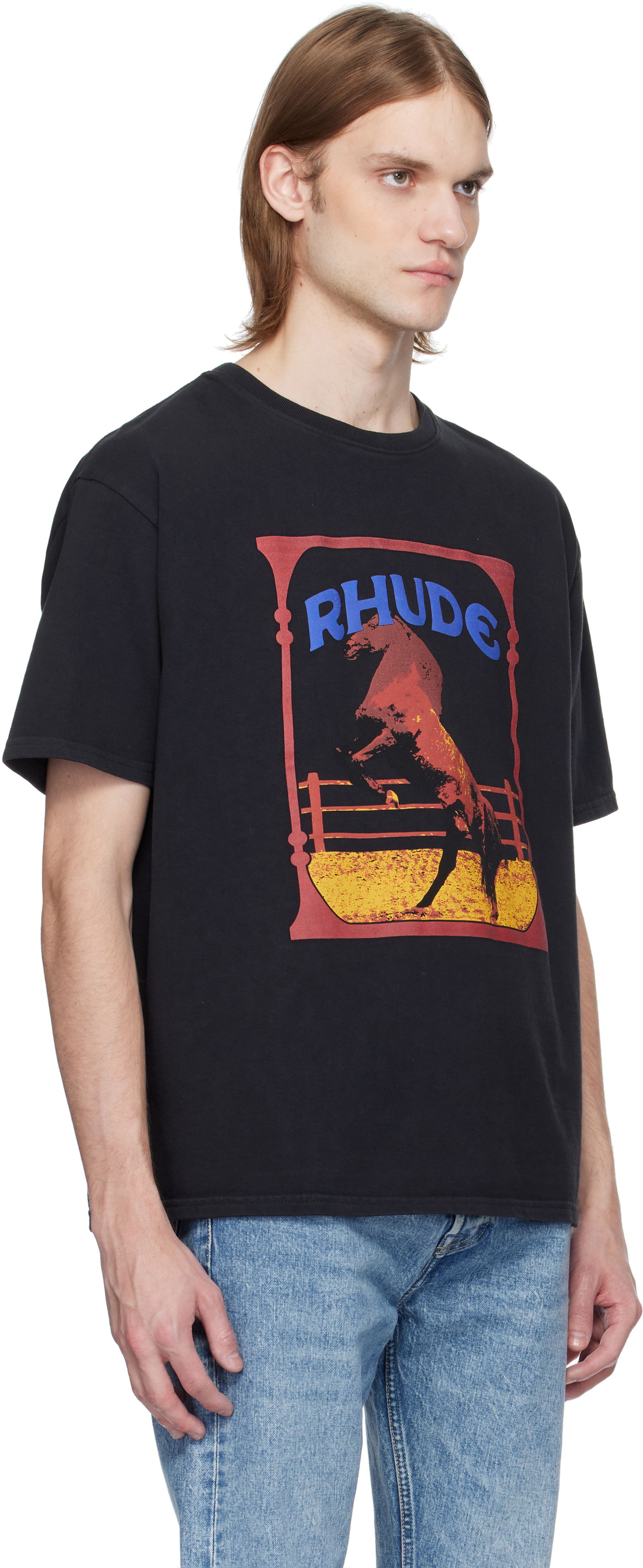 T-shirt Rhude Rhude Cadre Horse Graphic Tee Sort | RHSS25TT05012, 1
