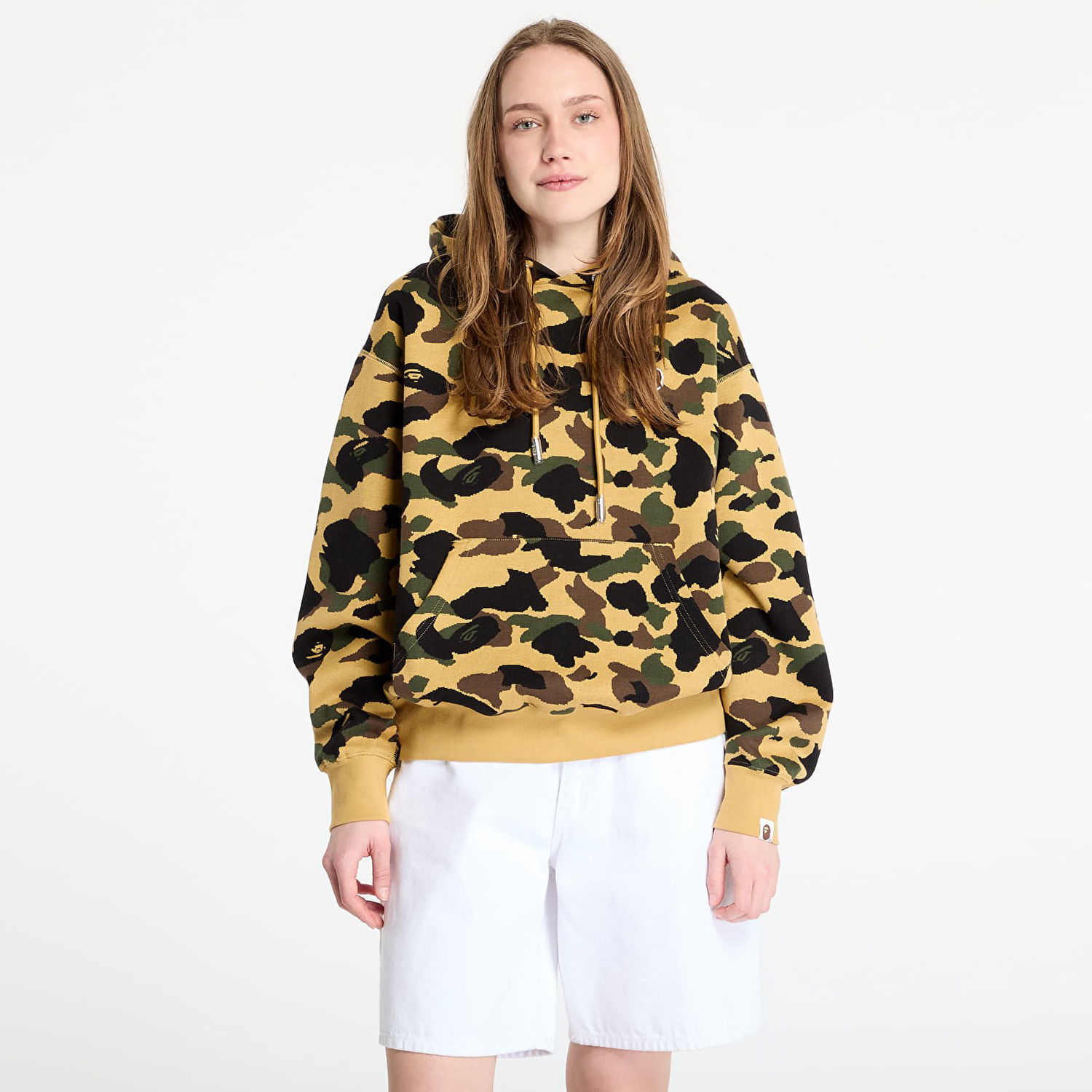 Sweatshirt BAPE A BATHING APE 1st Camo Jacquard One Point Relaxed Fit Pullover Hoodie Gul | 001PPL301302MYEL, 0