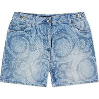 Shorts Versace Women's Baroque Print Denim Shorts Medium Blue Blå | 1013689-1A10029-1D030, 1