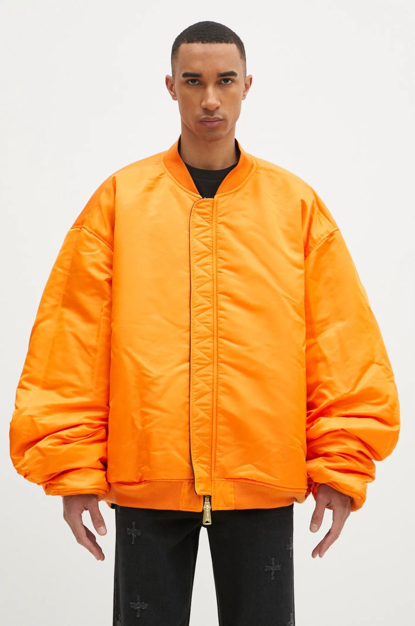 Bomberjakke VETEMENTS VETEMENTS Oversized Leather Bomber Jacket Sort | UA66JA200B, 1