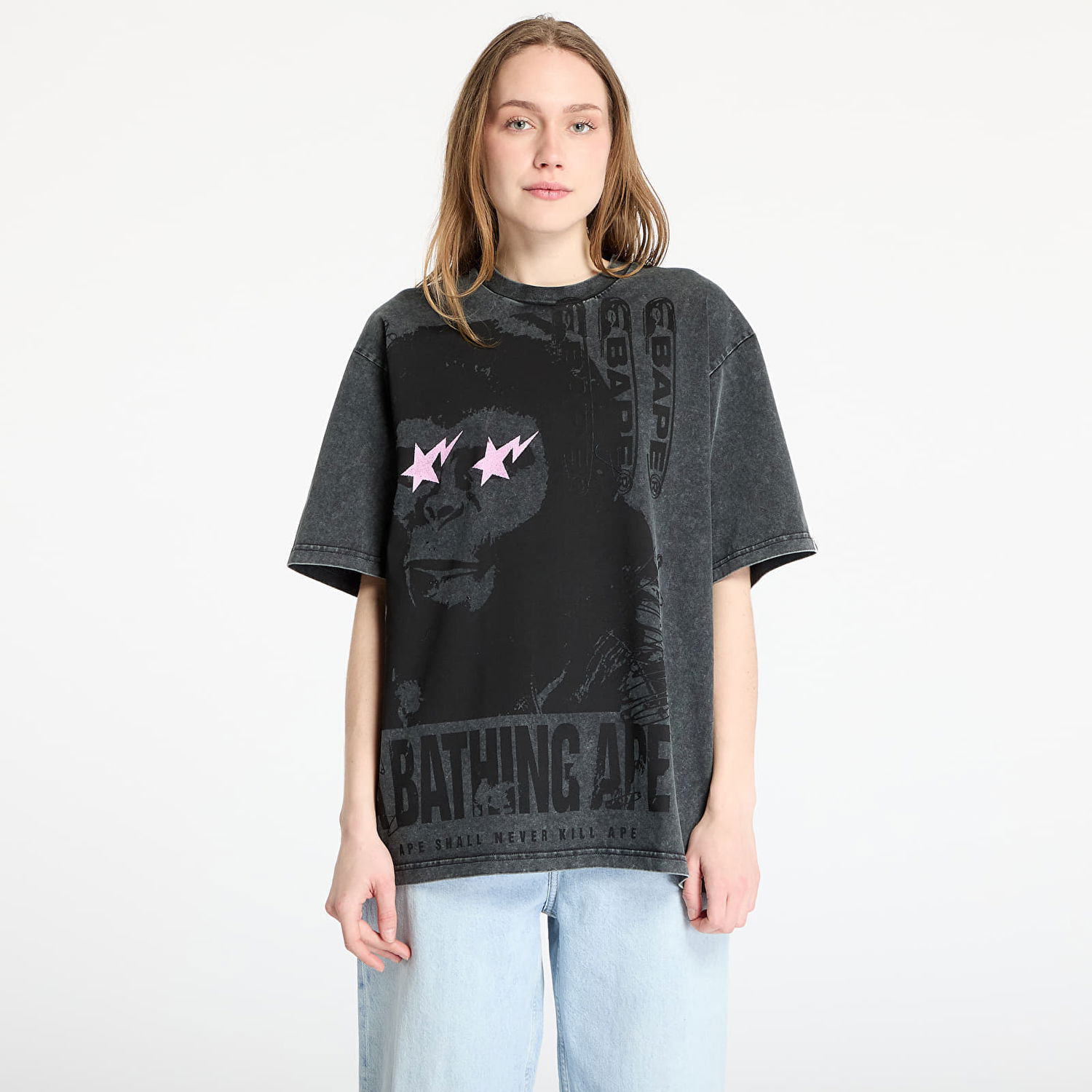 T-shirt BAPE A BATHING APE Garment Dye Multi Logo Relaxed Fit T-Shirt Grå | 001CSL301346MBLK, 0