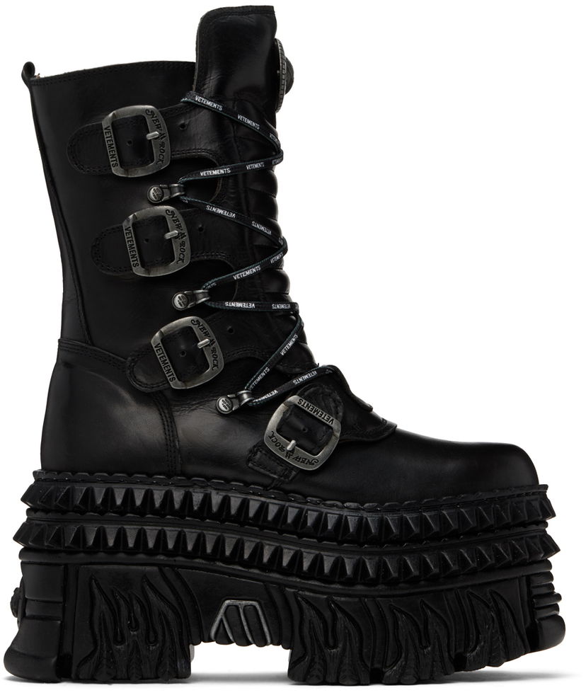 Sneakers og sko VETEMENTS VETEMENTS New Rock Edition Platform Lace Up Boots Sort | UA65BO110B