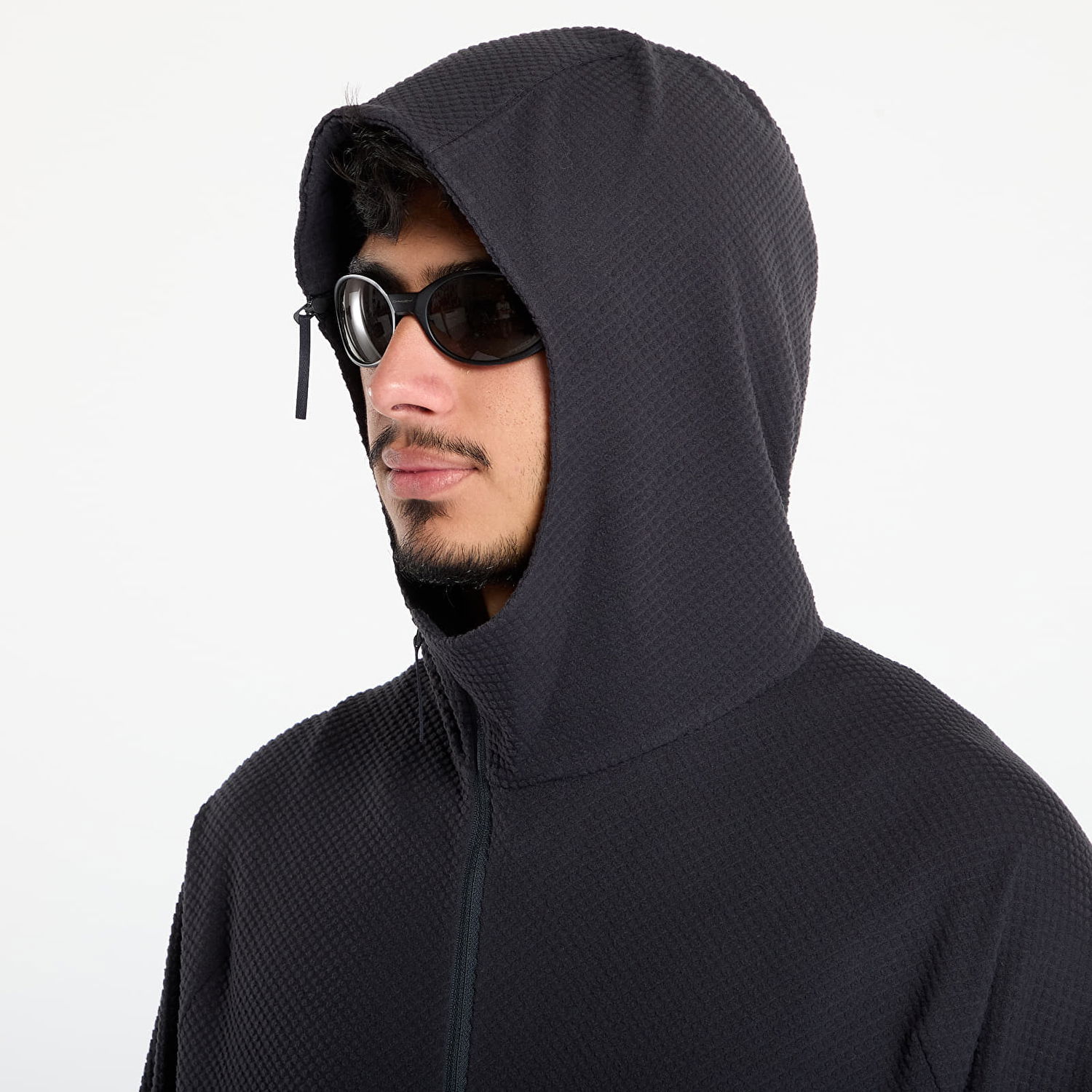 Sweatshirt Post Archive Faction (PAF) Textured Full-Zip Fleece Hoodie Sort | A1-100CC, 1