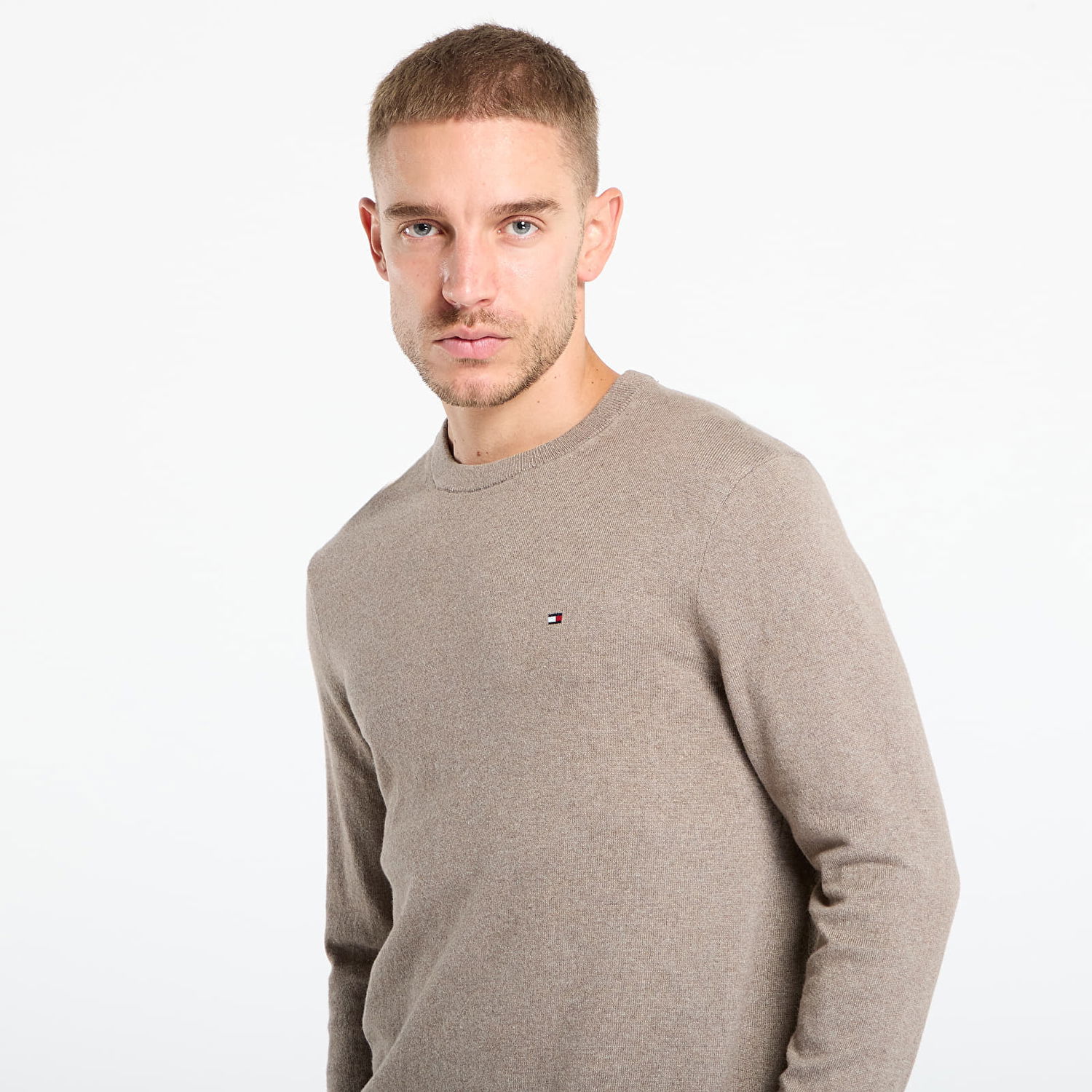 Sweater Tommy Hilfiger Tommy Hilfiger Pima Cotton Cashmere Crew Neck Sweater Beige | MW0MW28046 HI3, 1