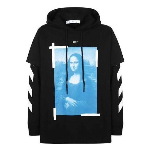 Sweatshirt Off-White Off-White SS21 Mona Lisa Print Hoodie Sort | OMBB051R21FLE0011001
