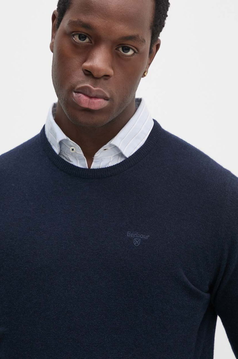 Sweater Barbour Wool Crewneck Sweater Mørkeblå | MKN0345