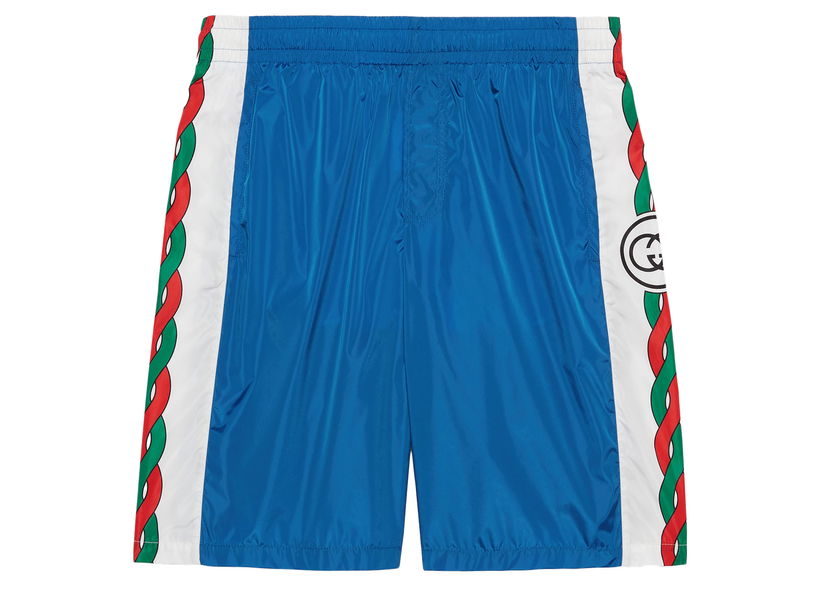 Shorts Gucci Interlocking G Print Waterproof Nylon Shorts Blue Blå | 692722 XHAE1 4532