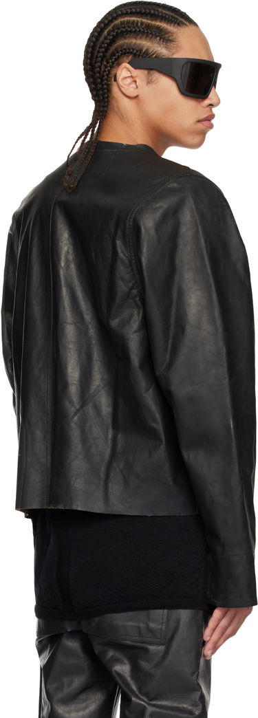 Jakke Rick Owens Rick Owens Hollywood V Safety Leather Jacket Sort | RU01E5775 LTP, 2