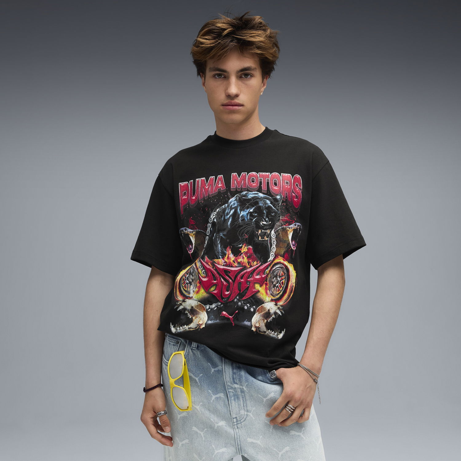 T-shirt Puma Graphic T-Shirt A$AP ROCKY x Motors Sort | 636188_01, 0