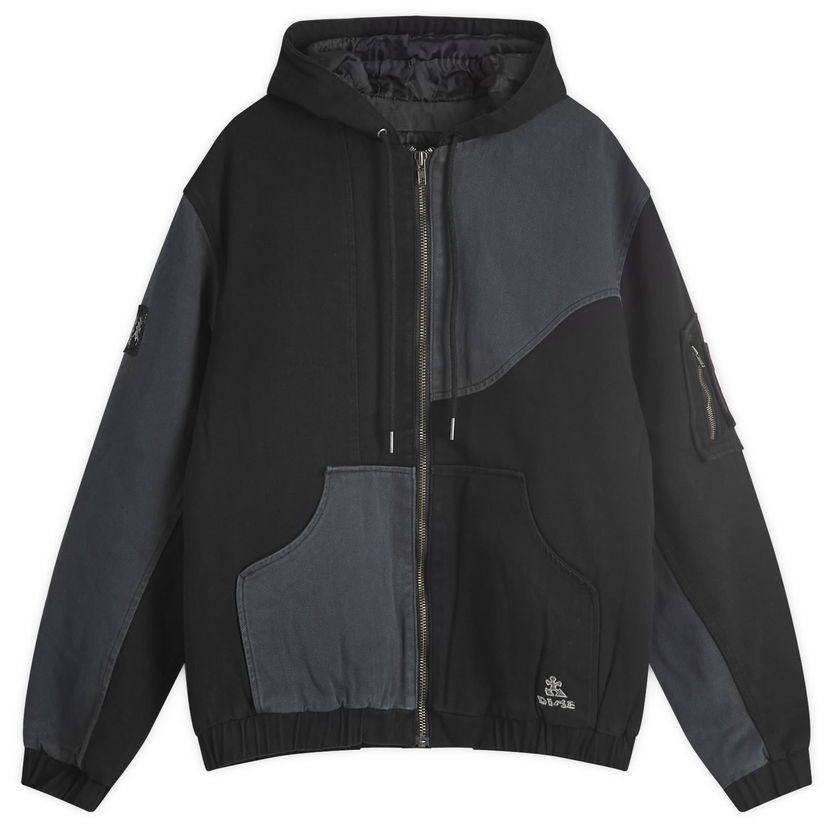 Bomberjakke Dime Denim Panel Hooded Bomber Jacket Sort | DIMEFA244CHA