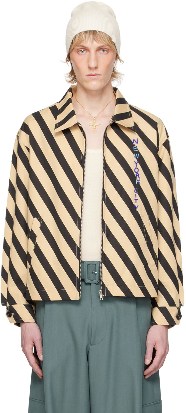 Bomberjakke Bode Domino Stripe Print Jacket Beige | MRS24JA018, 0
