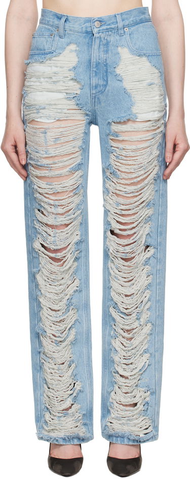 Jeans Maison Margiela MM6 Maison Margiela Shredded Straight Leg Jeans Blå | S62LB0199 M30018, 0