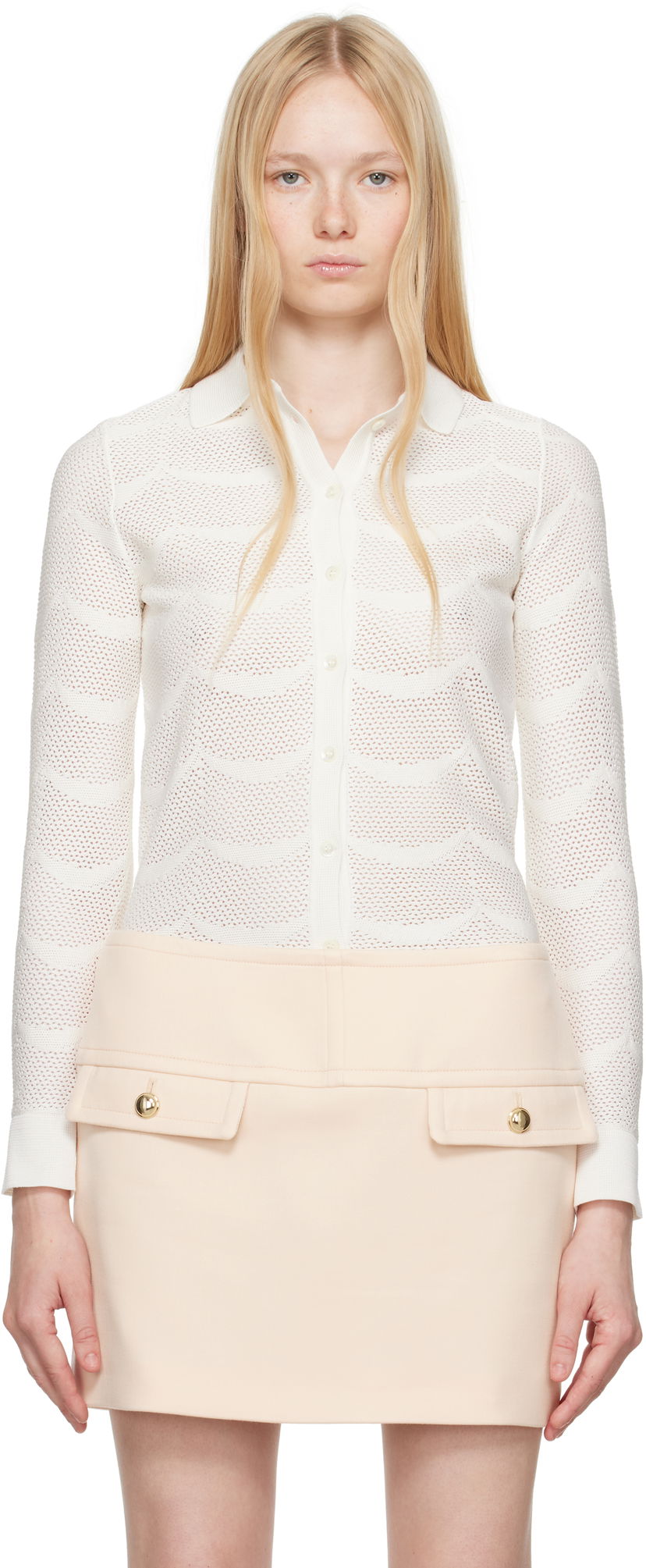 Sweater Tom Ford TOM FORD Knitted Polo Shirt Hvid | CAK373-YAX844