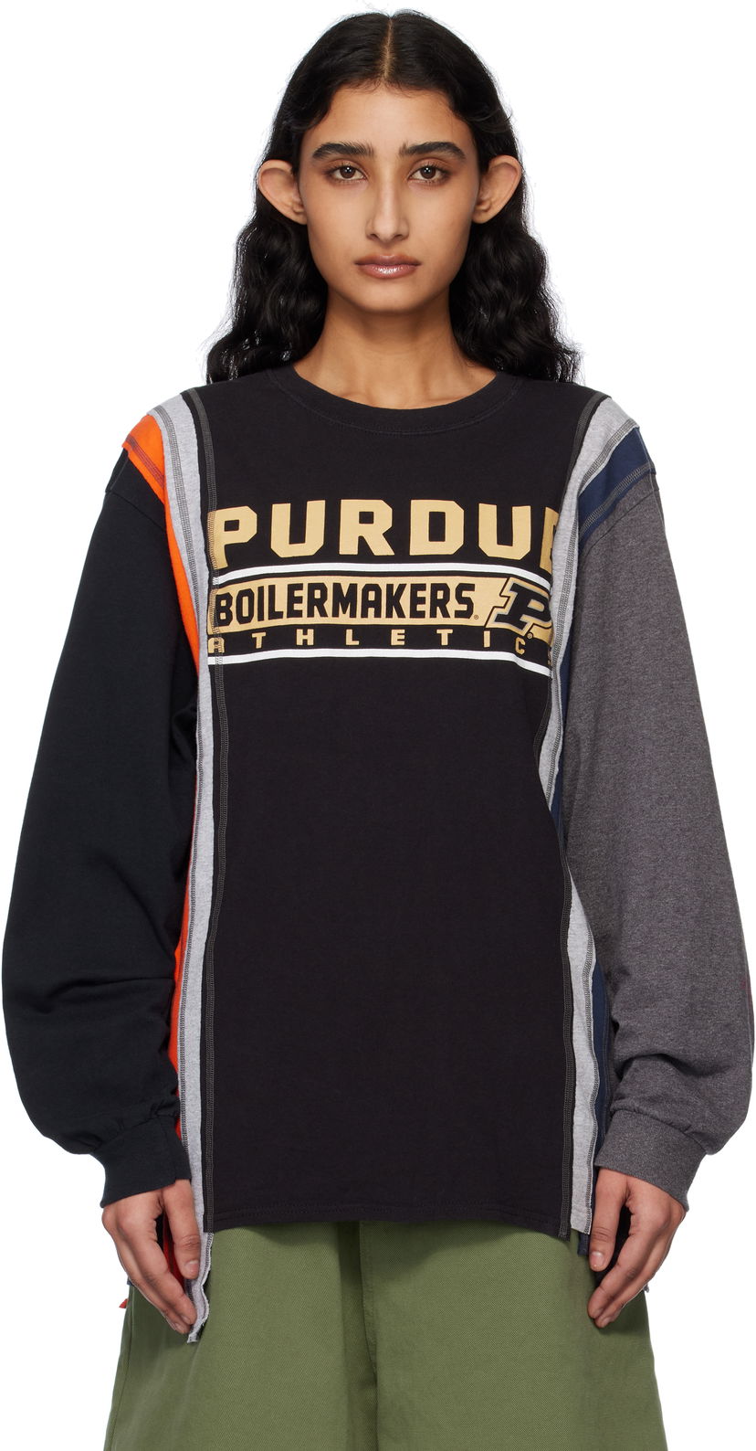 Sweater Needles NEEDLES 7 Cuts College Long Sleeve T-Shirt Sort | QV409