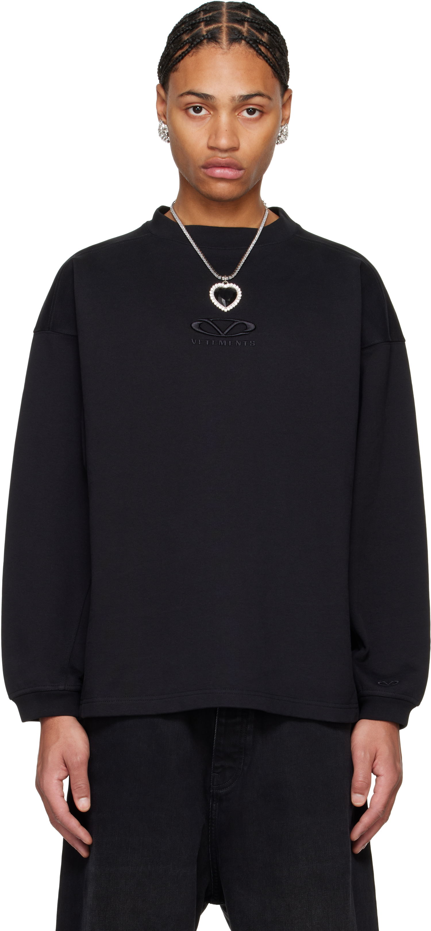 Sweatshirt VETEMENTS Oval Logo Cropped Crewneck Sweater Sort | UA66CW600BB, 0