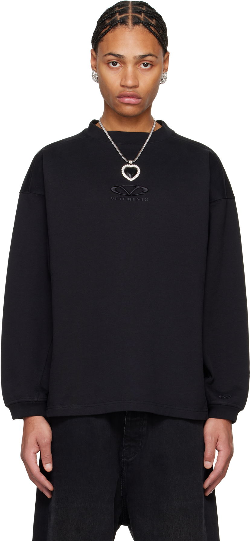 Sweatshirt VETEMENTS Oval Logo Cropped Crewneck Sweater Sort | UA66CW600BB